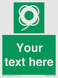 SL7223: Custom sign safe condition Lifebuoy with line