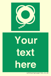 SL7223: Custom sign safe condition Lifebuoy with line