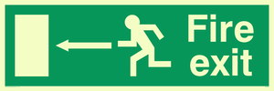 SQ662: Fire Exit Left Arrow Sign 92/58 eec