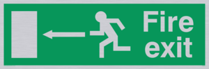 SQ662: Fire Exit Left Arrow Sign 92/58 eec