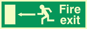 SQ662: Fire Exit Left Arrow Sign 92/58 eec