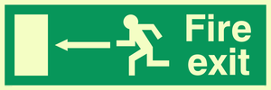 SQ662: Fire Exit Left Arrow Sign 92/58 eec