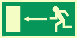 SQ671: arrow left & running man symbol only - safety sign