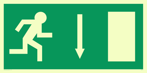 SQ674: arrow down & running man symbol only - safety sign