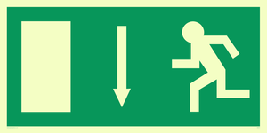 SQ675: arrow down & running man symbol only - safety sign