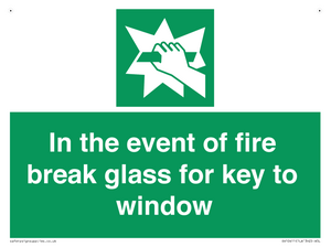 SV10411: In the event of fire break glass for key to window