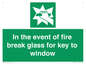 SV10411: In the event of fire break glass for key to window