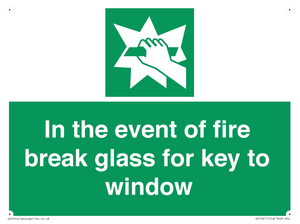 SV10411: In the event of fire break glass for key to window