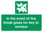 SV10411: In the event of fire break glass for key to window