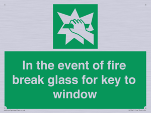 SV10411: In the event of fire break glass for key to window