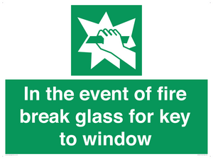SV10411: In the event of fire break glass for key to window