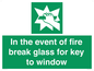 SV10411: In the event of fire break glass for key to window