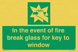 SV10411: In the event of fire break glass for key to window