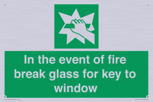 SV10411: In the event of fire break glass for key to window