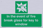SV10411: In the event of fire break glass for key to window