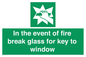 SV10411: In the event of fire break glass for key to window