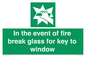 SV10411: In the event of fire break glass for key to window