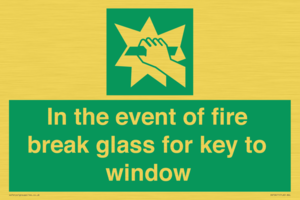 SV10411: In the event of fire break glass for key to window
