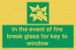 SV10411: In the event of fire break glass for key to window
