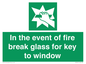 SV10411: In the event of fire break glass for key to window