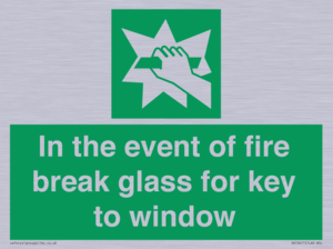 SV10411: In the event of fire break glass for key to window