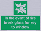 SV10411: In the event of fire break glass for key to window