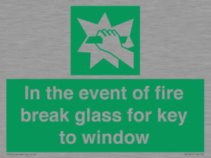 SV10411: In the event of fire break glass for key to window