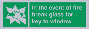 SV10411: In the event of fire break glass for key to window