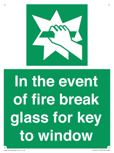 SV10411: In the event of fire break glass for key to window