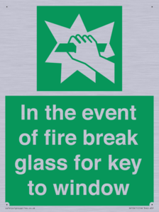 SV10411: In the event of fire break glass for key to window