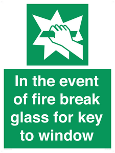 SV10411: In the event of fire break glass for key to window