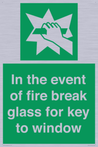 SV10411: In the event of fire break glass for key to window