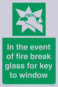 SV10411: In the event of fire break glass for key to window