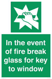 SV10411: In the event of fire break glass for key to window