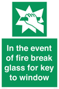 SV10411: In the event of fire break glass for key to window
