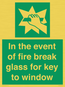 SV10411: In the event of fire break glass for key to window