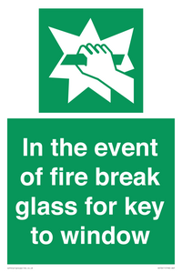 SV10411: In the event of fire break glass for key to window