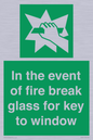 SV10411: In the event of fire break glass for key to window