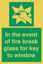 SV10411: In the event of fire break glass for key to window