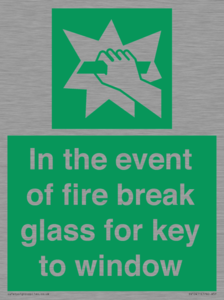 SV10411: In the event of fire break glass for key to window