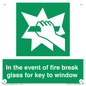 SV10411: In the event of fire break glass for key to window