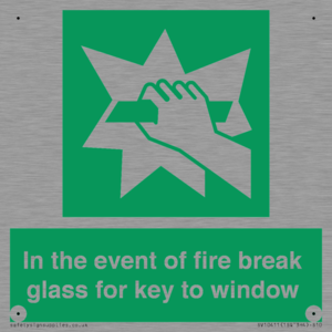 SV10411: In the event of fire break glass for key to window