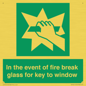 SV10411: In the event of fire break glass for key to window