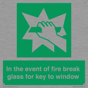 SV10411: In the event of fire break glass for key to window