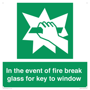 SV10411: In the event of fire break glass for key to window