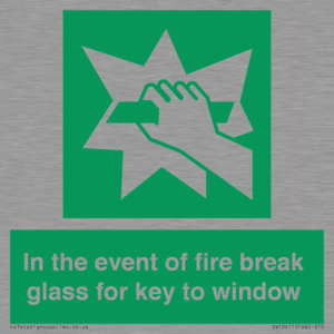 SV10411: In the event of fire break glass for key to window