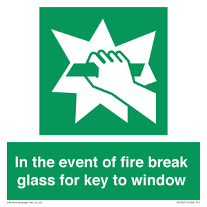 SV10411: In the event of fire break glass for key to window