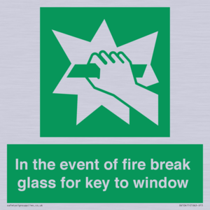 SV10411: In the event of fire break glass for key to window