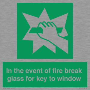 SV10411: In the event of fire break glass for key to window