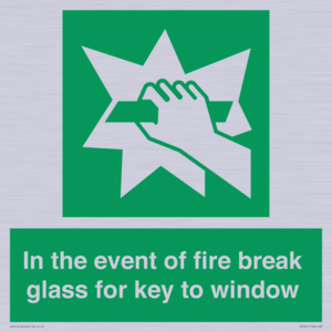 SV10411: In the event of fire break glass for key to window
